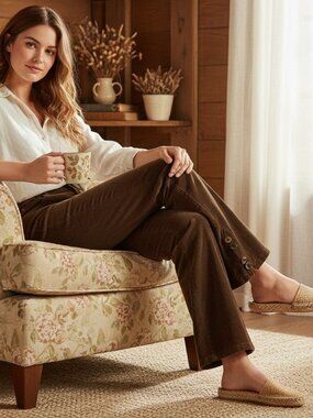 Y2K Flared Brown Corduroy Jeans Pants Vintage Women’s 12 Casual Retro Preppy